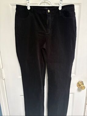 Jones New York Black Corduroy Pants with Gold Button size 14 excellent